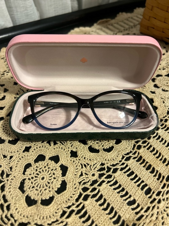 Kate Spade Jalinda black-to-blue gradient cat-eye prescription eyeglasses. - Picture 2 of 10